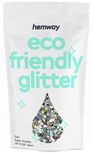Hemway Biodegradable Glitter Eco Friendly 100g35oz Bio Cosmetic Safe Sparkle Vegan for Face Eyeshadow Body Hair Festival Makeup Craft Super Chunky 18 0125 3mm Silver Holographic